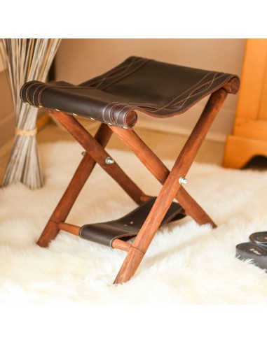 Petit tabouret en cuir solde