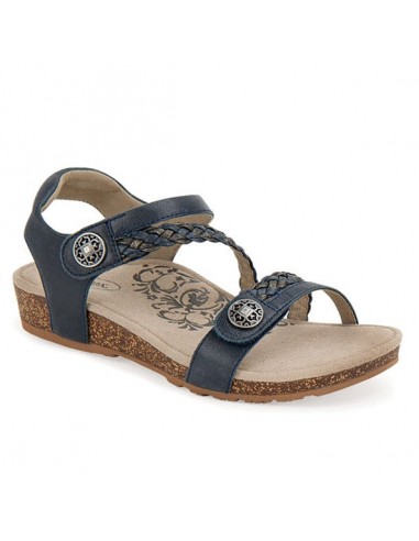 Womens Aetrex Jillian Braided Quarter Strap Sandal Navy Véritable concentré