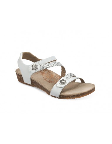 Womens Aetrex Jillian Braided Quarter Strap Sandal White pas chere